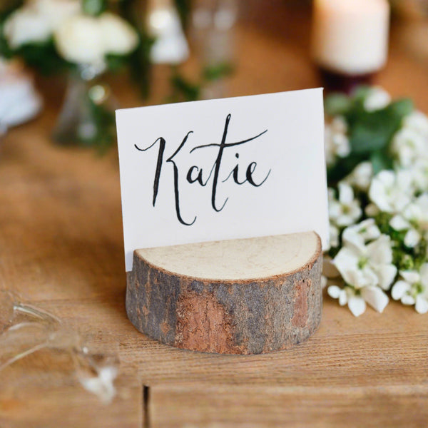 Rustic Wooden Tree Stump Card Holders for Wedding Stationery - Set Of 5 - The Wedding of My Dreams